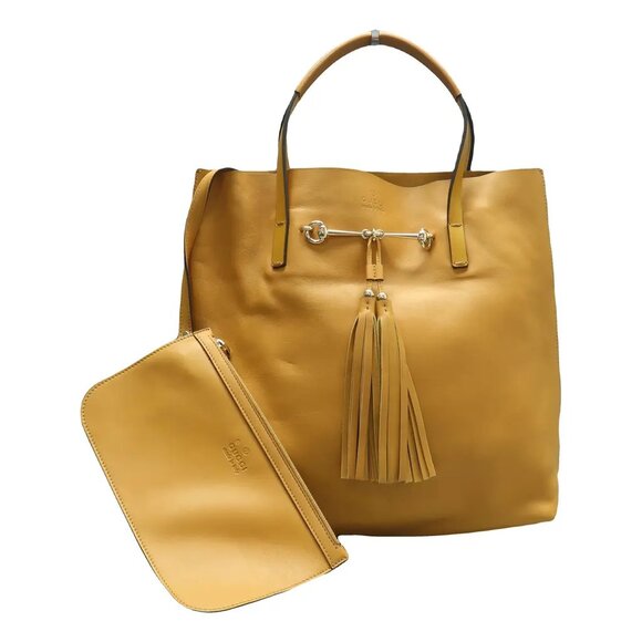 GUCCI Yellow W/P Leather Tote 615-060525 - Picture 1 of 12